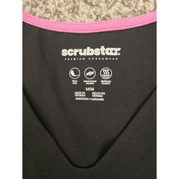 SCRUBSTAR Black Pull Over  V Neck Scrub Top Shirt Size Medium *NWT* - Picture 3 of 5